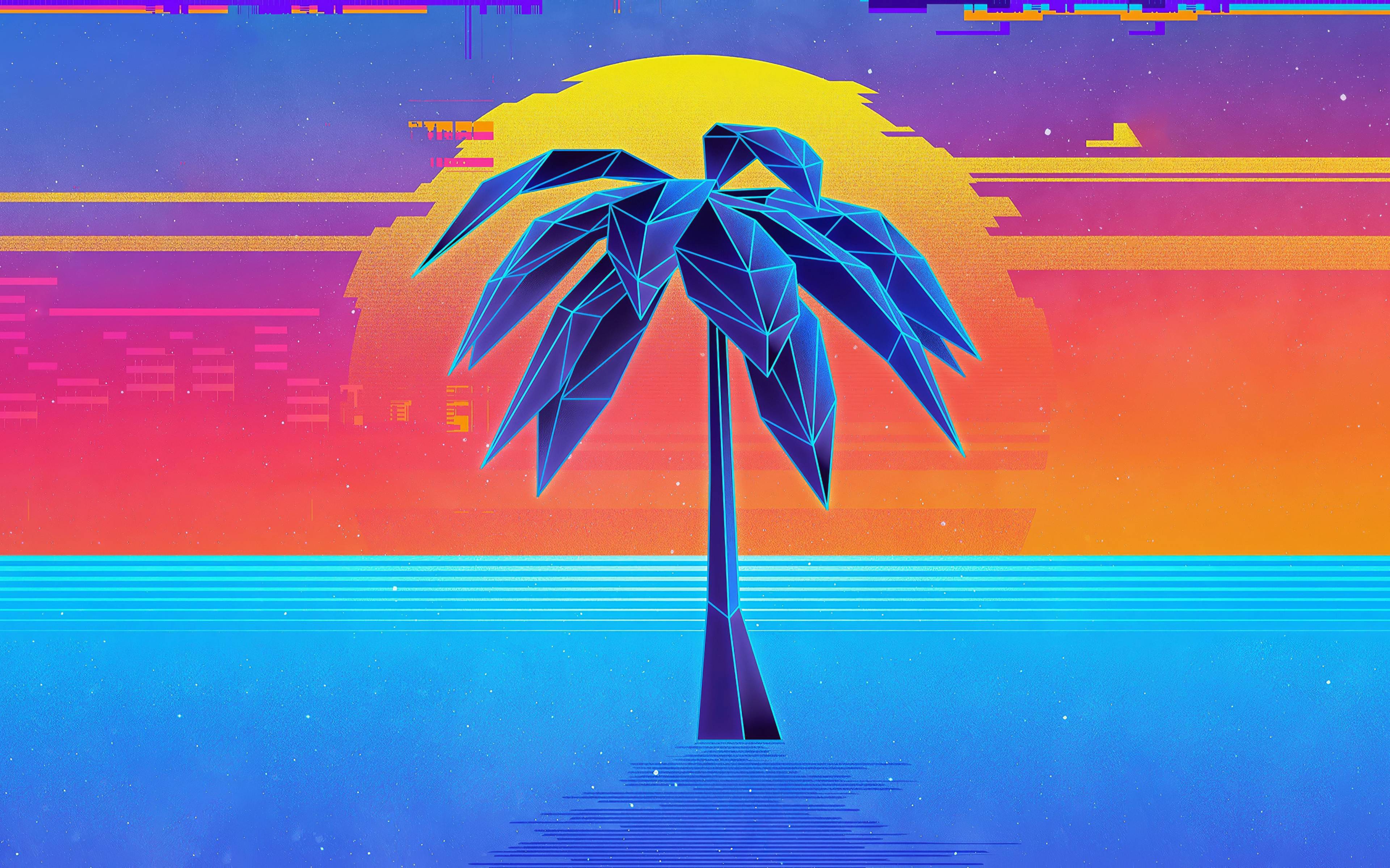 Palm Tree Retro Synthwave 4k 4k HD 4k Wallpaper, Image, Background, Photo and Picture