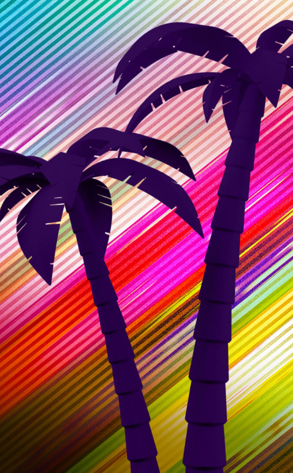 A couple of palm trees in front - Vaporwave