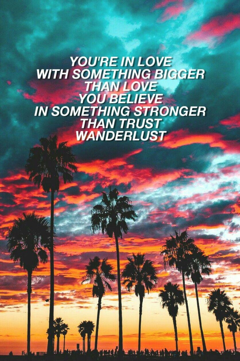 Aesthetic background with palm trees and the quote 