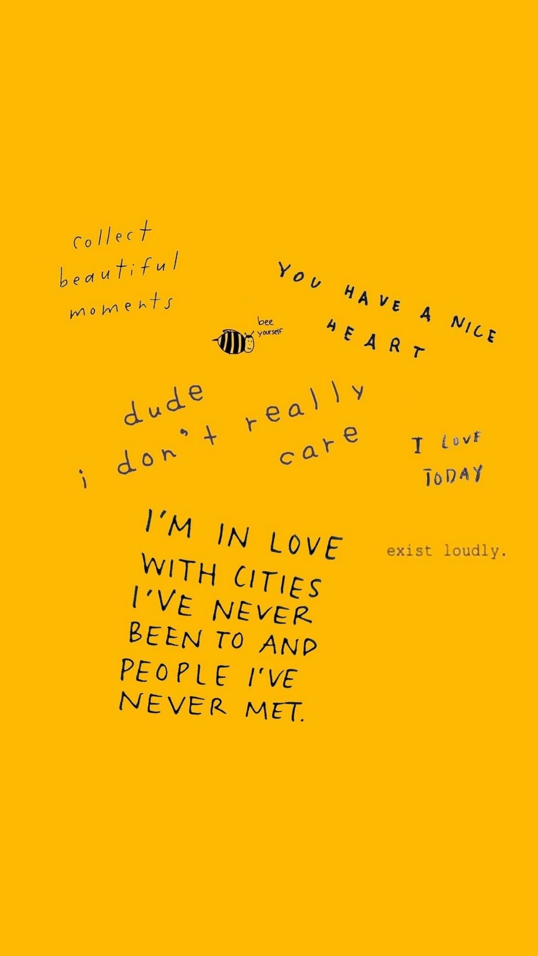 A yellow background with words and drawings - Yellow