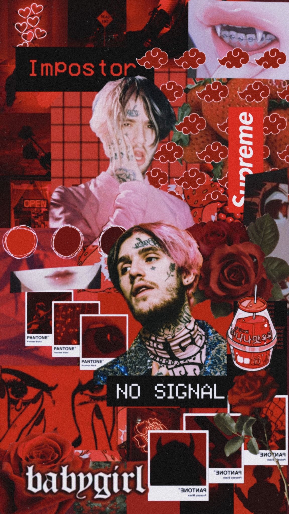 A collage of pictures with different colors and words - Lil Peep