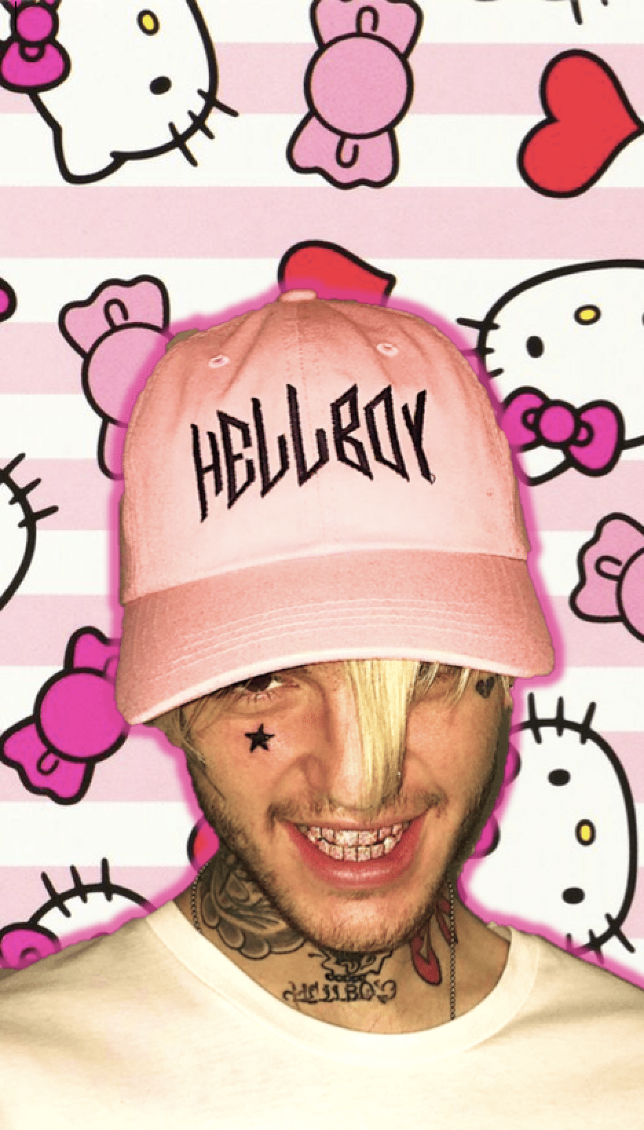 Lil Peep with a Hello Kitty background - Lil Peep