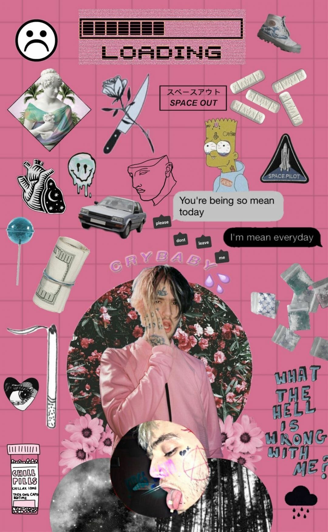 lilpeep pink collage wallpaper aesthetic / iPhone HD Wallpaper Background Download HD Wallpaper (Desktop Background / Android / iPhone) (1080p, 4k) (1080x1752)