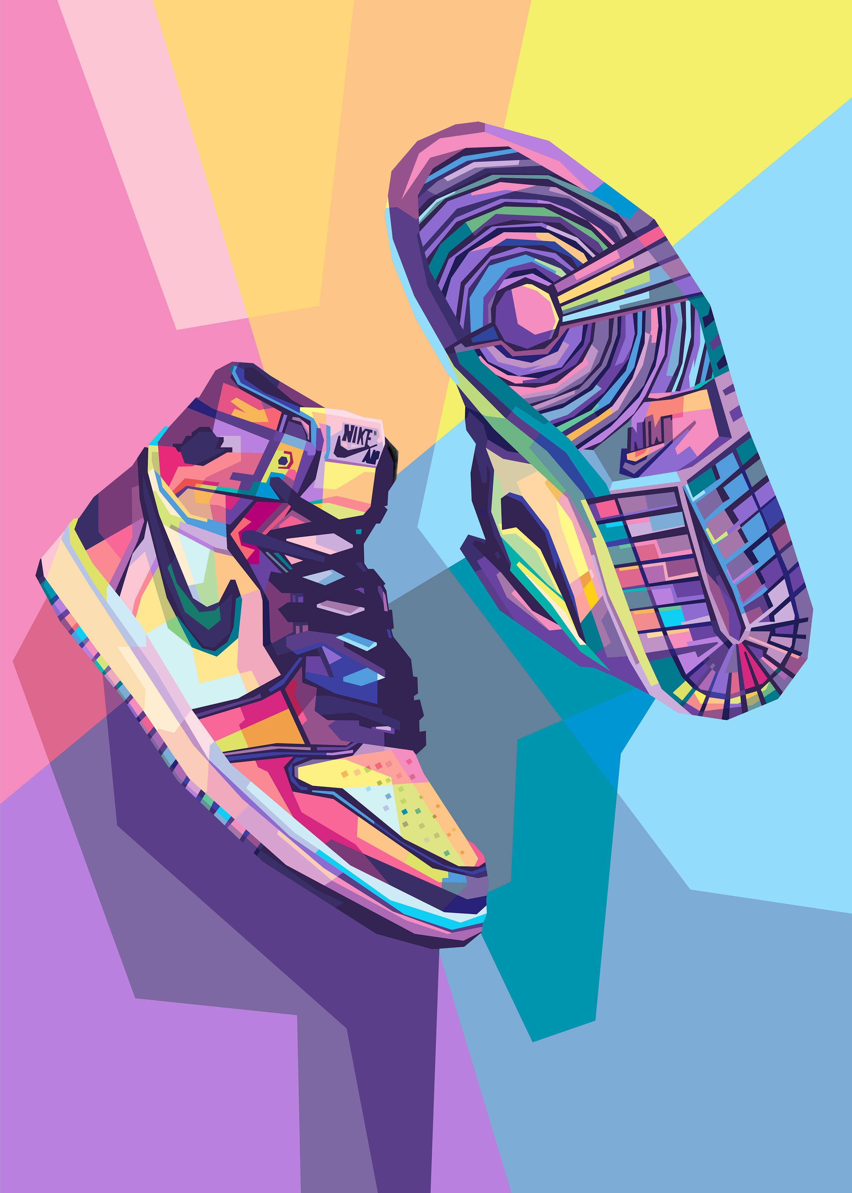 Download Multi Colored Cartoon Nike Shoes Wallpaper