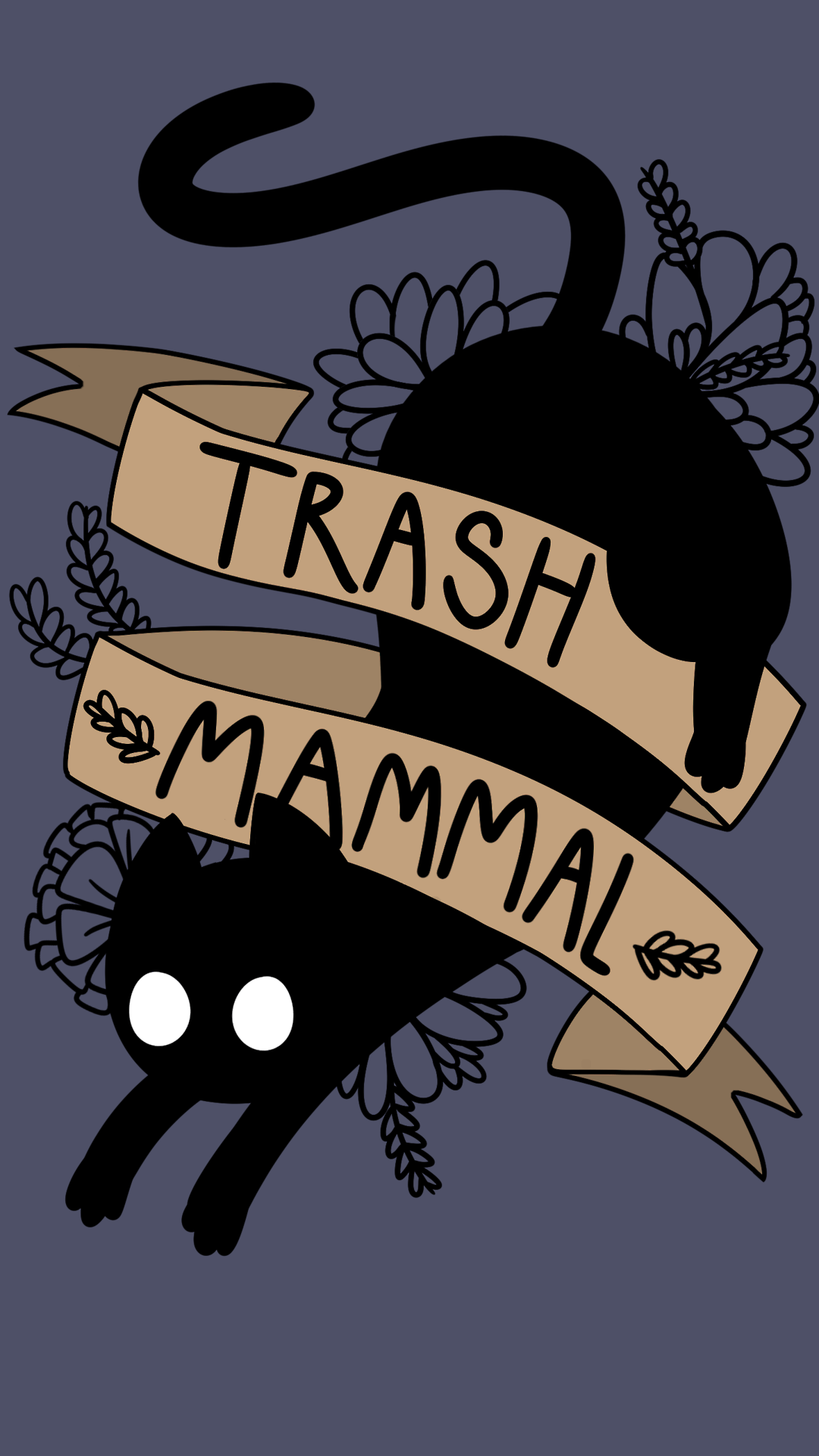 A black cat with the words trash mammal - Witch