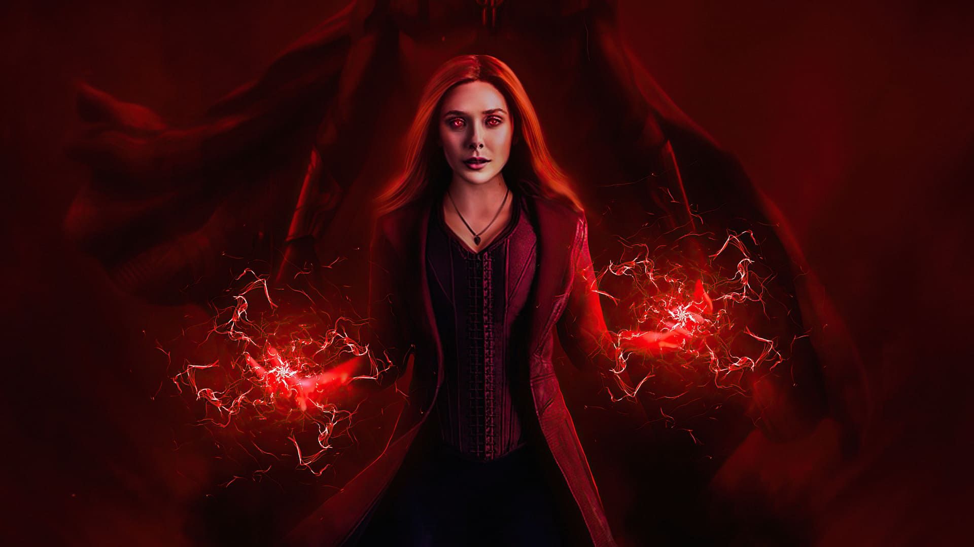 The image of a woman with red hair and holding two daggers - Witch
