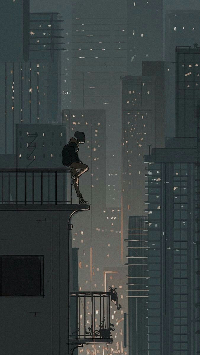 A person is sitting on the edge of something - Anime