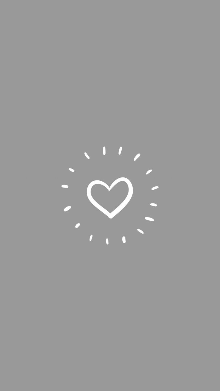 A white heart outline on a grey background - Gray