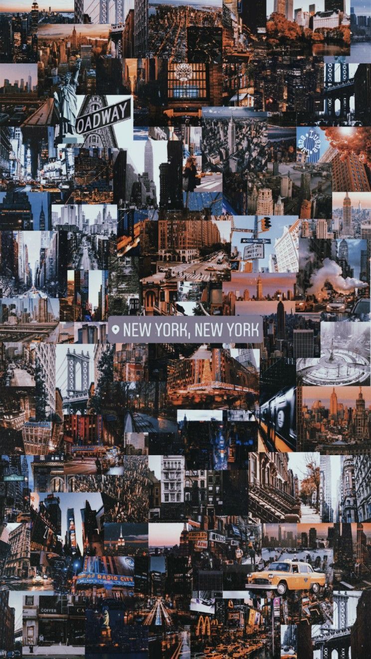 A collage of pictures with the statue in them - New York