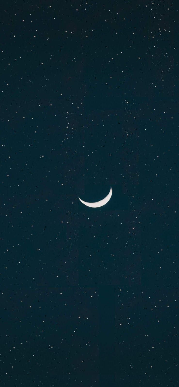 A crescent moon and stars wallpaper for your phone - Moon