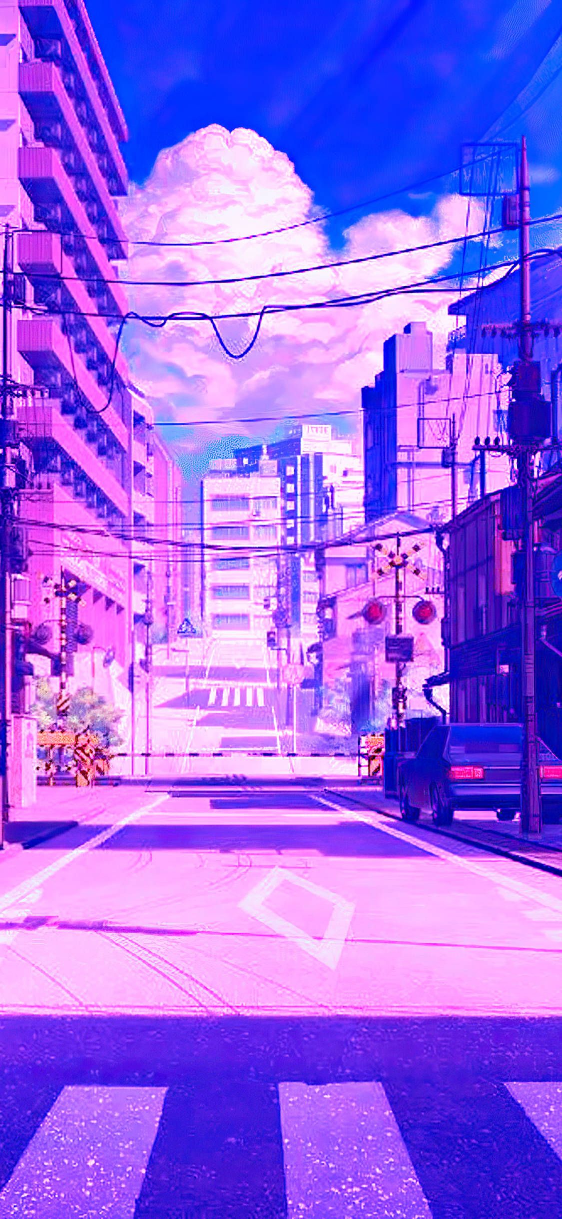 Download Japanese Aesthetic IPhone Purple Themed Street Wallpaper