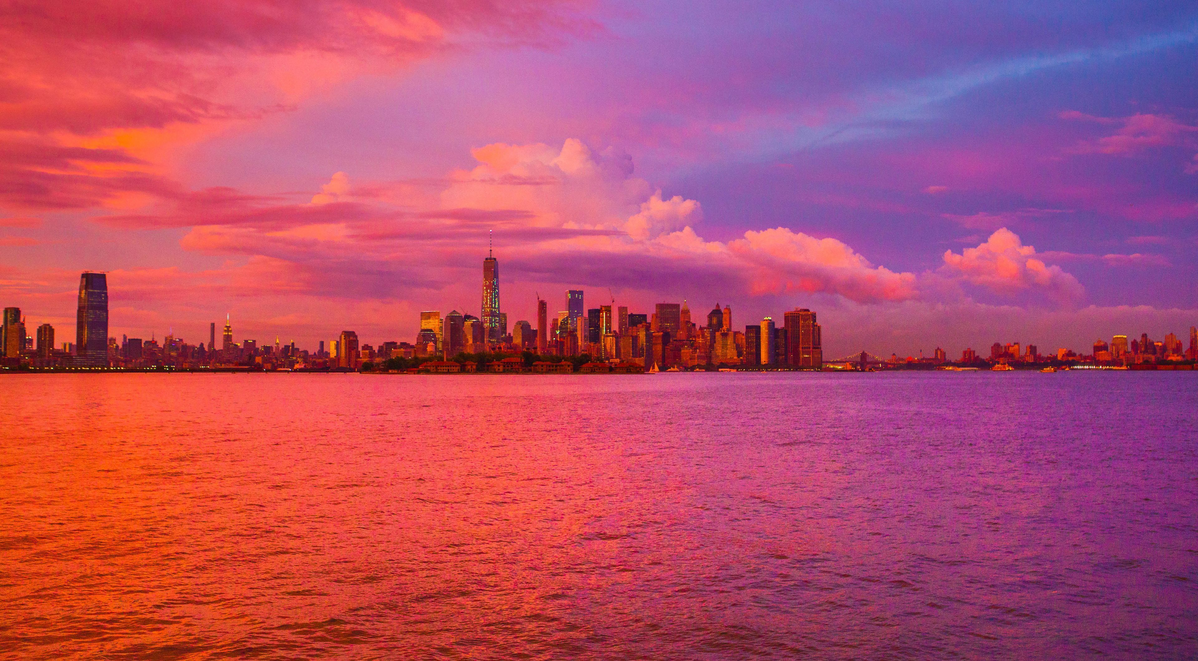 New York City, building, cityscape, sunset, clouds Gallery HD Wallpaper