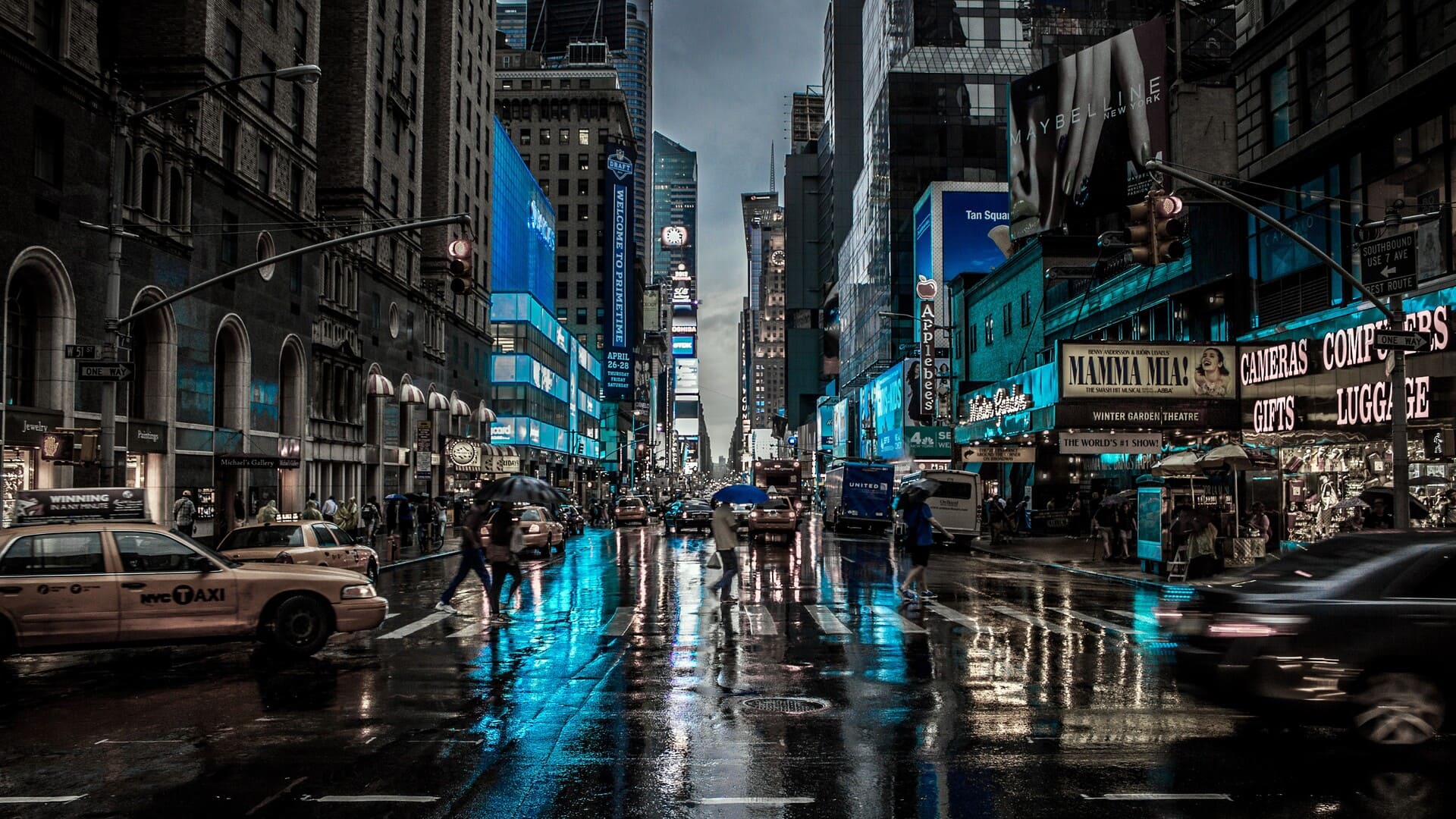 The rain is falling in the city wallpaper 1920x1080 - New York