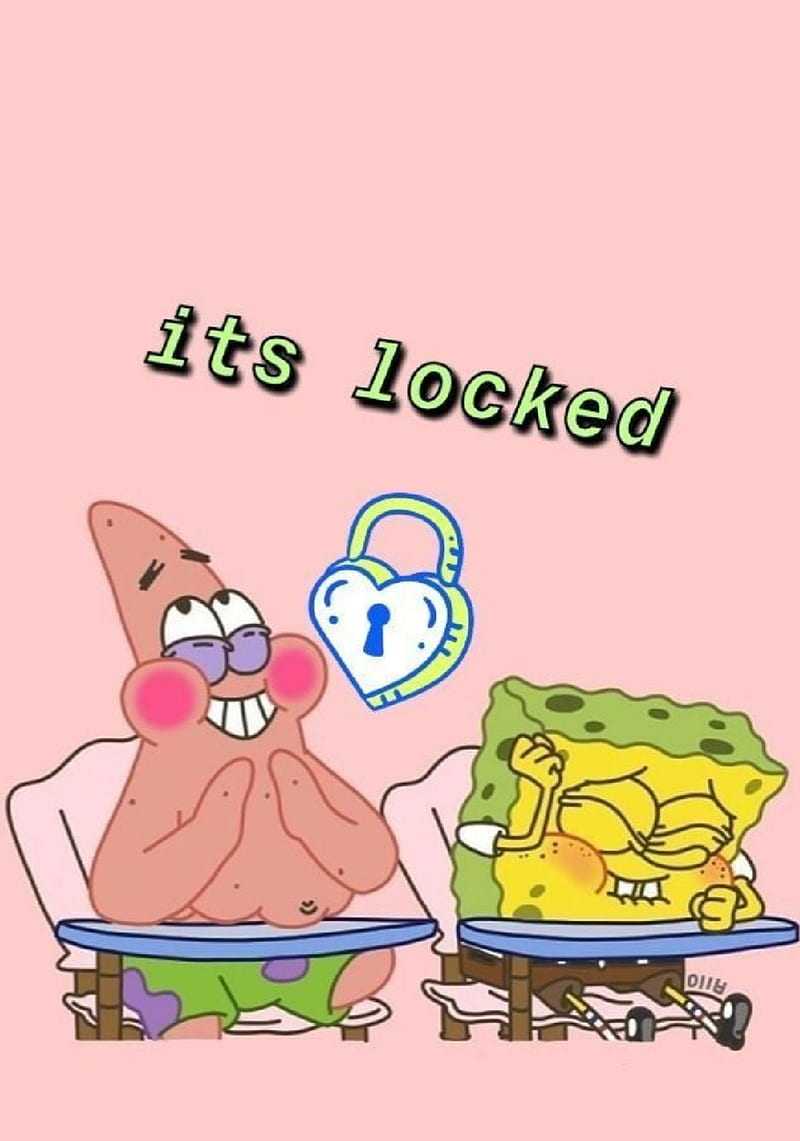 Its locked, patrick star, spongebob squarepants, pink background - SpongeBob