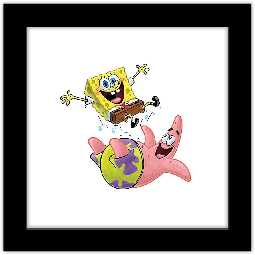 A cartoon sponge bob and patrick are jumping - SpongeBob