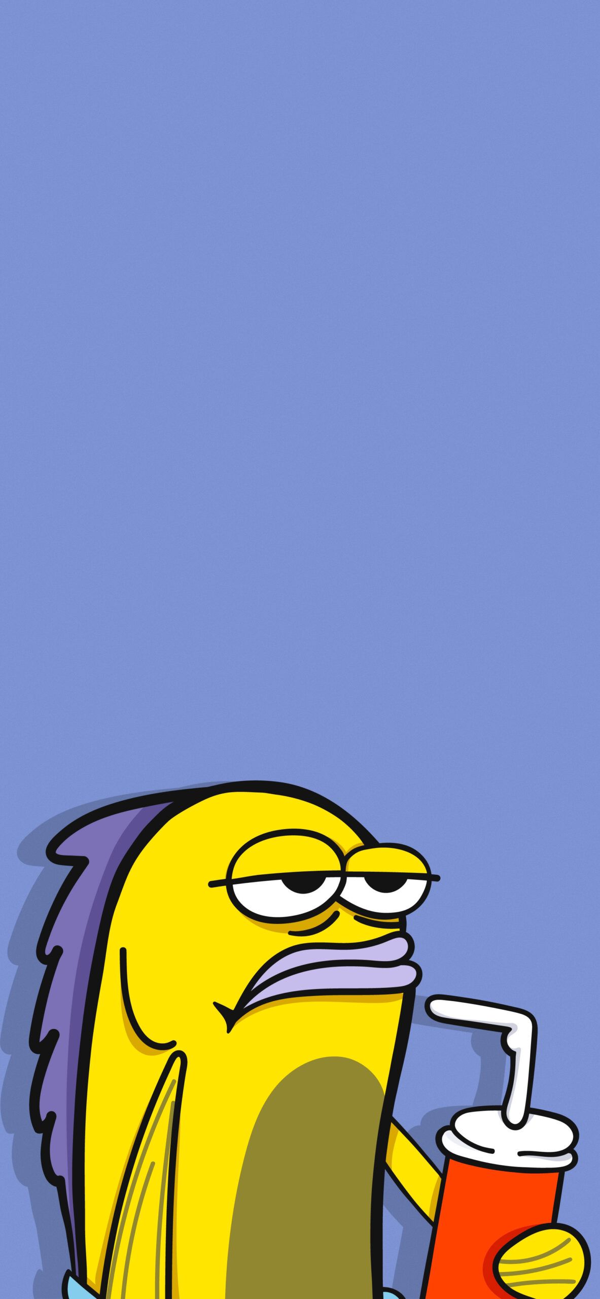 IPhone wallpaper of a cartoon character drinking a soda - SpongeBob