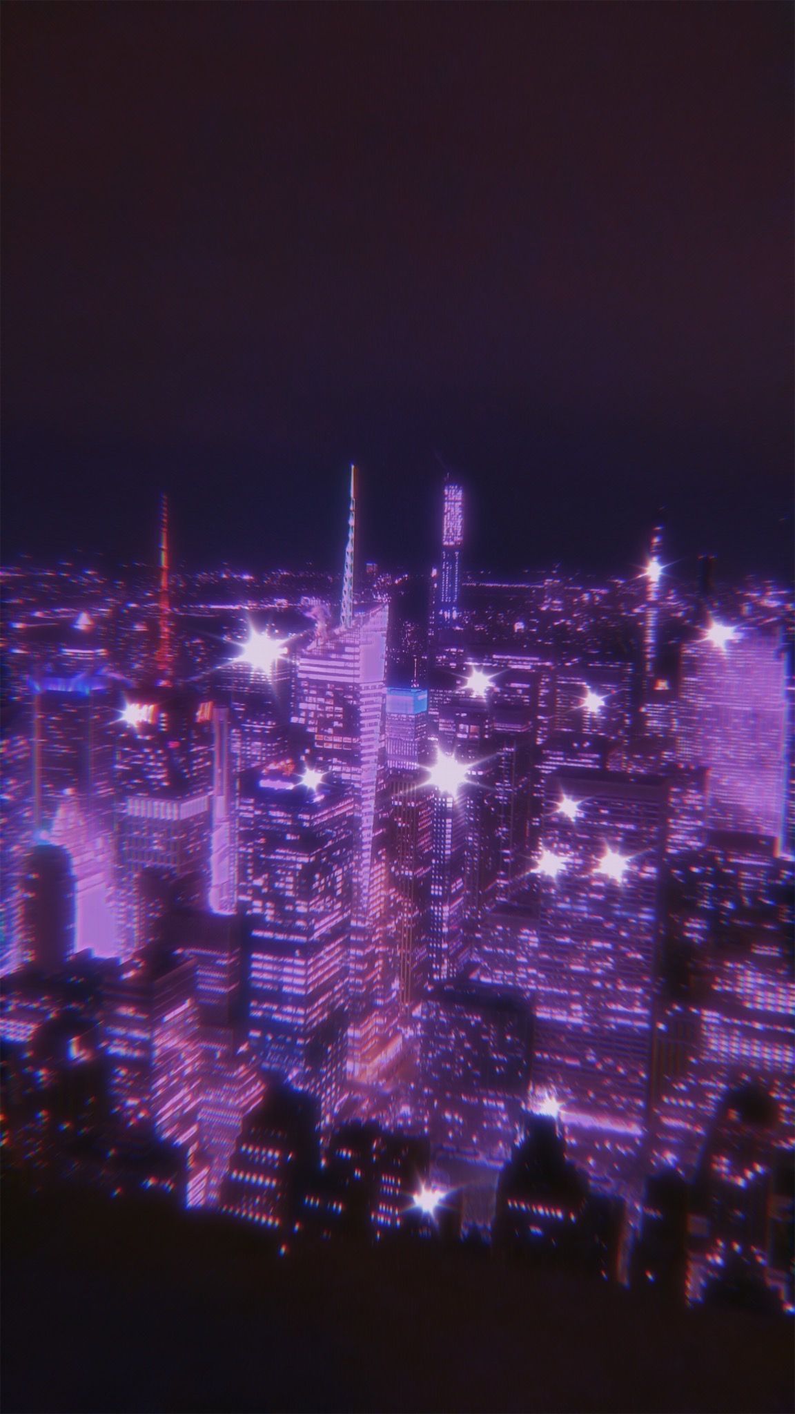 Aesthetic wallpaper of a city at night with stars - New York