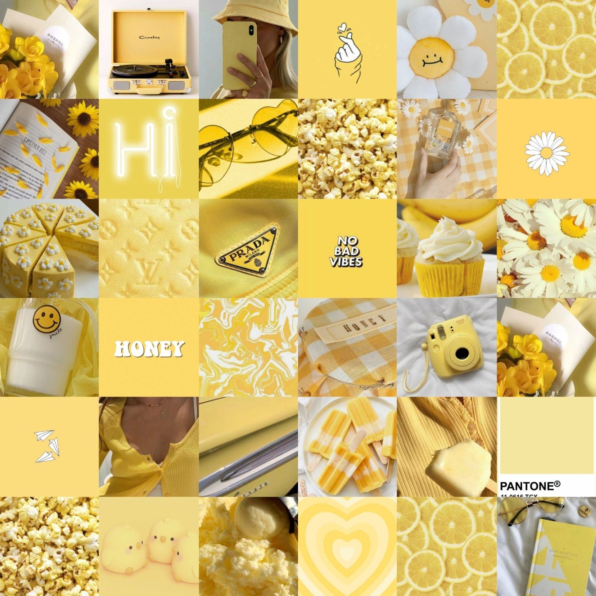 DIGITAL Yellow Aesthetic Collage Kit Yellow Collage Kit