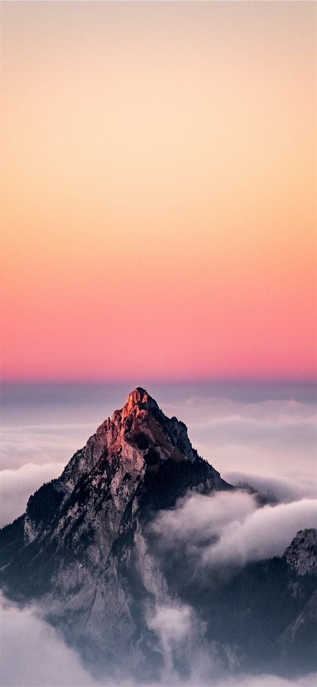 IPhone wallpaper of a mountain with a pink sky - Mountain