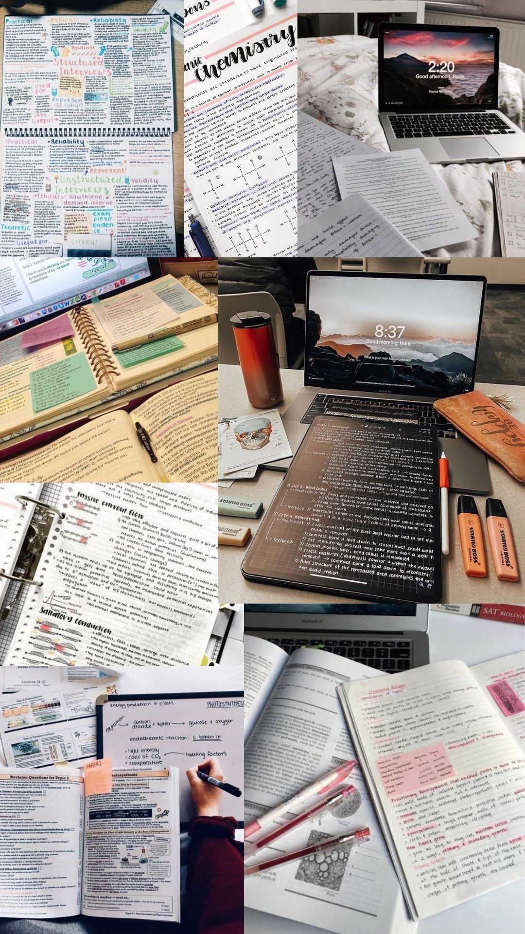 A collage of study notes, books, and study materials - Study