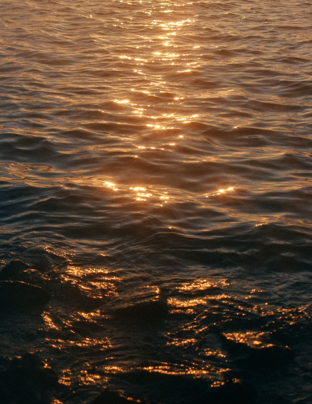 Sunlight reflecting on the water - Wave, light brown, sunset, water