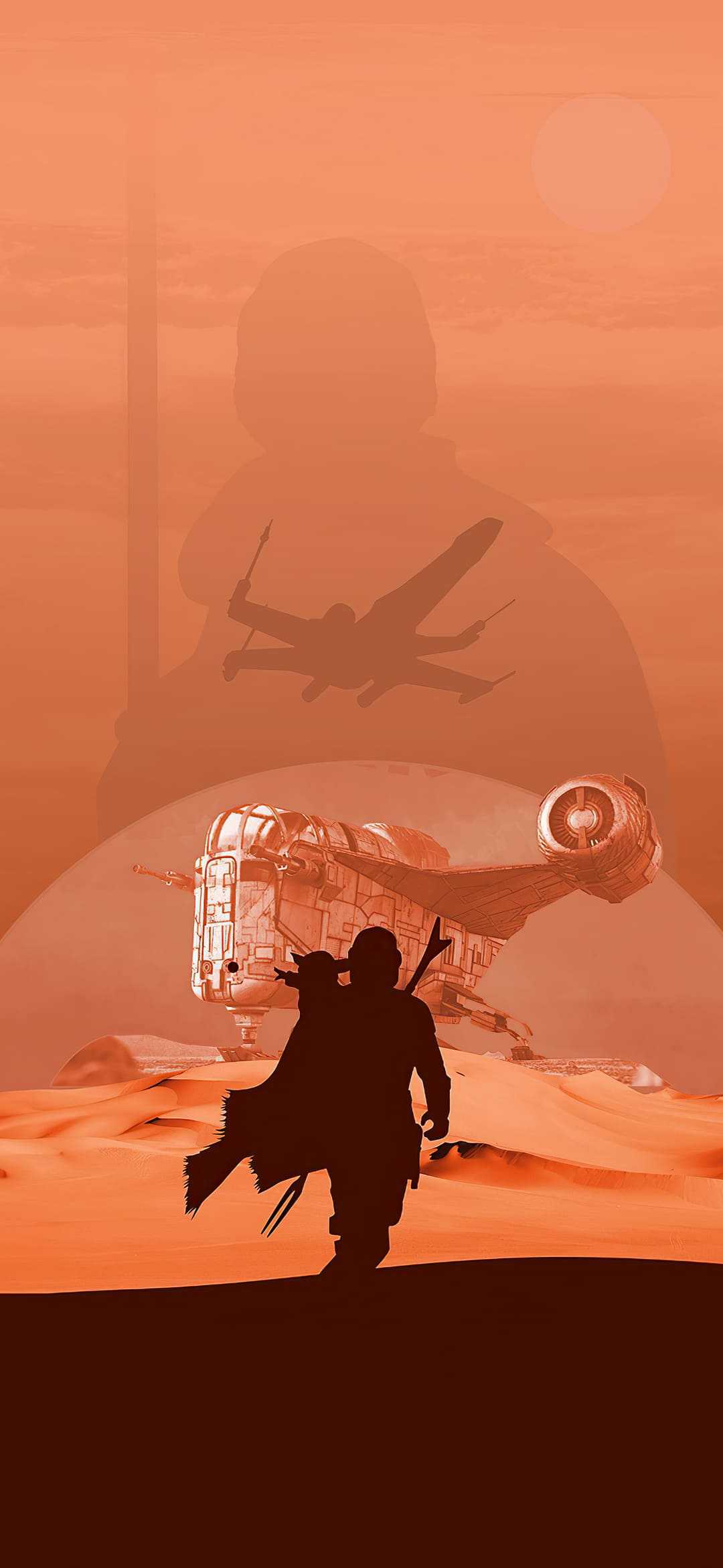 A man walking through the desert with an airplane in background - Star Wars, Darth Vader