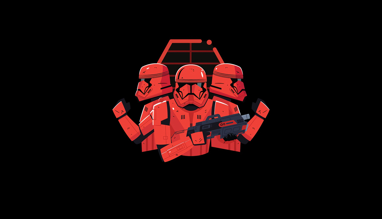 A wallpaper image featuring three red Sith troopers from the movie Star Wars. - Star Wars