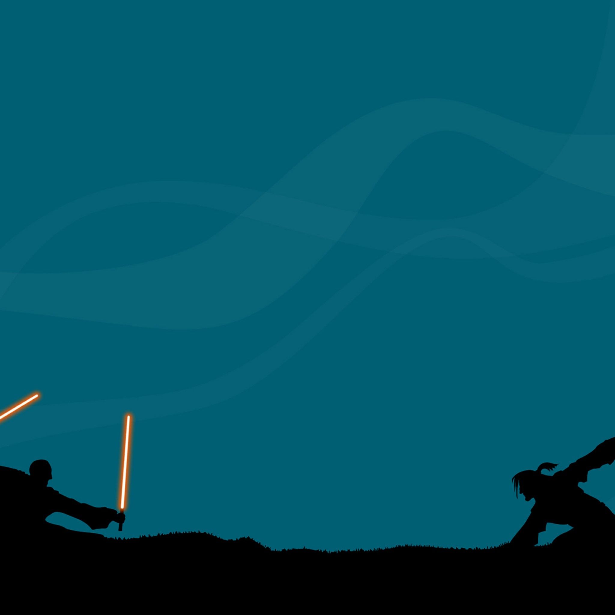 A minimalist wallpaper of Luke and Vader dueling with their sabers. - Star Wars