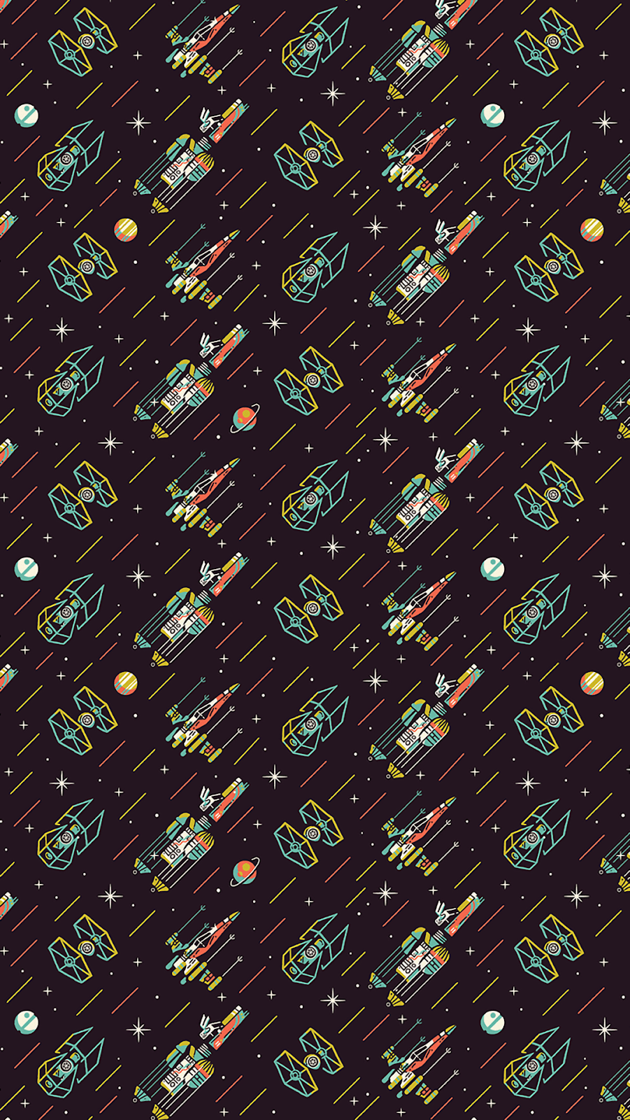 A pattern of ships and stars in a space scene - Star Wars