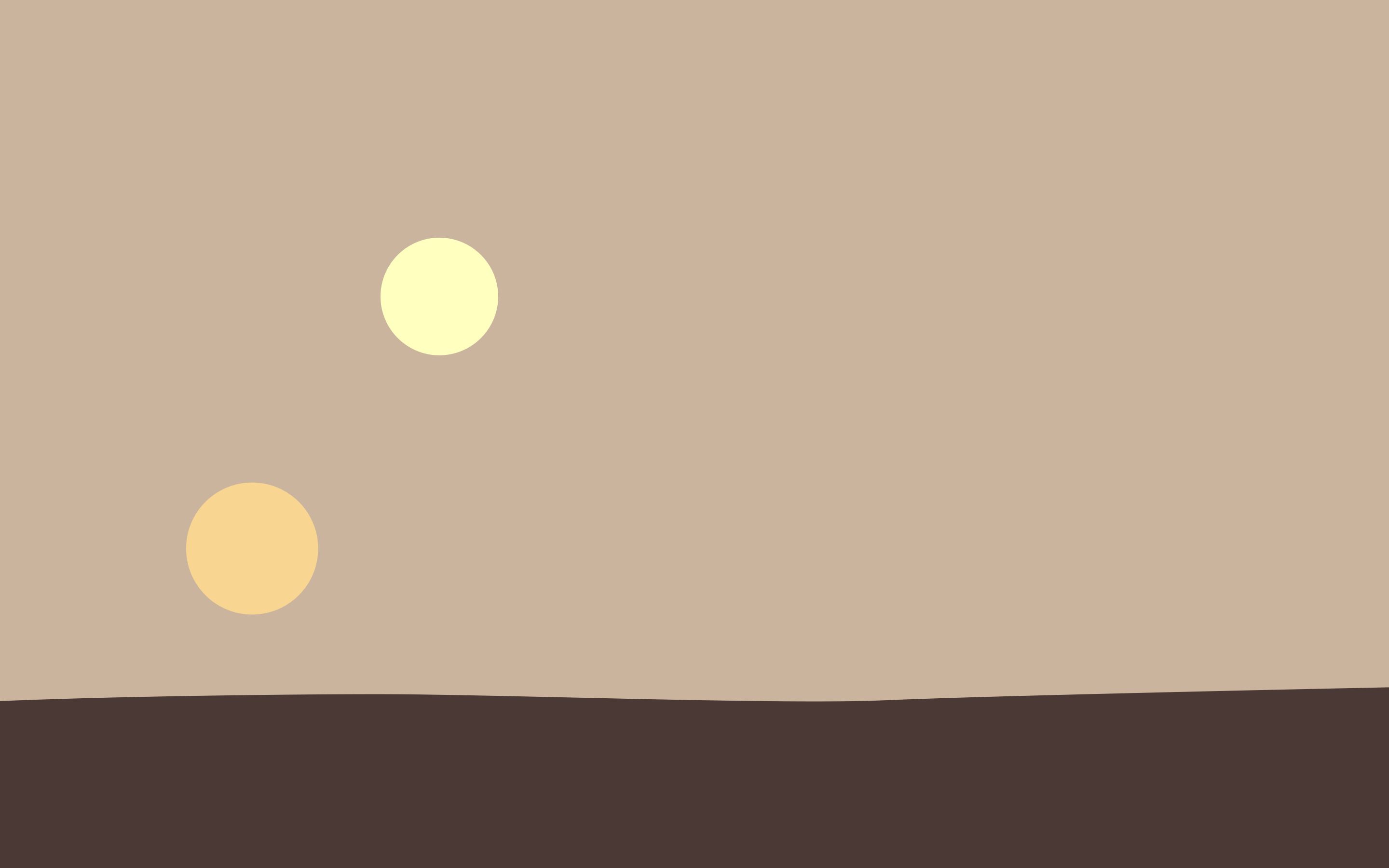 A minimalist landscape of a desert with two moons. - Minimalist beige, Star Wars