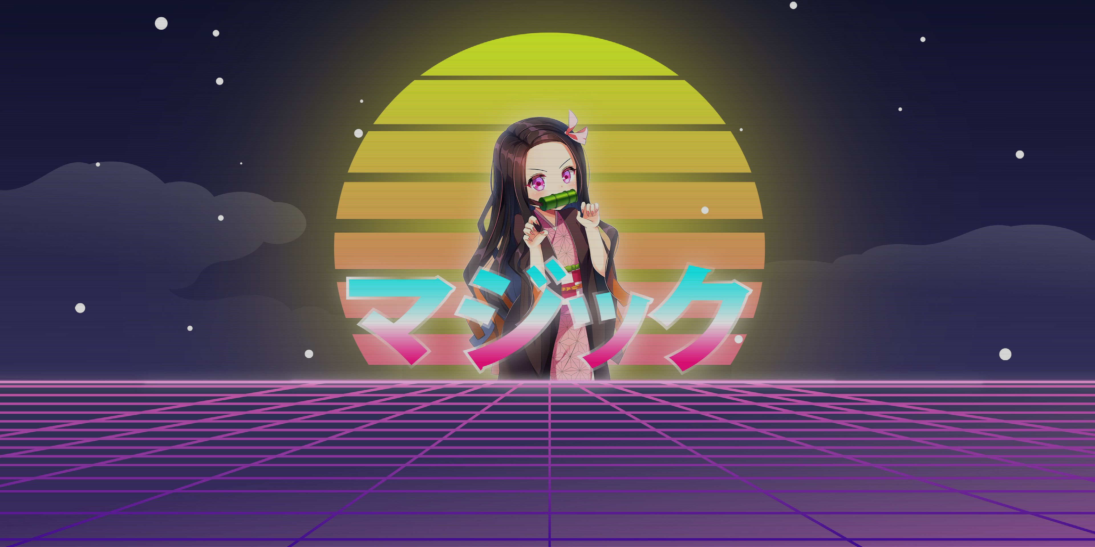A woman with long hair and glasses is standing in front of an orange background - Vaporwave