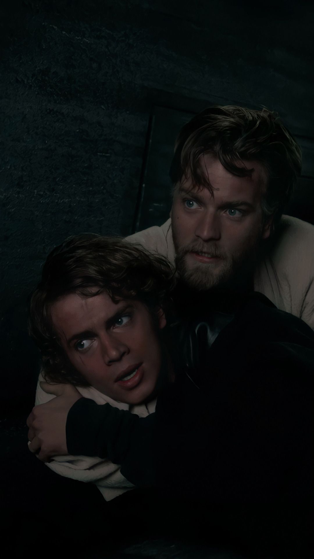 Anakin and Obi-Wan hugging in the dark - Star Wars