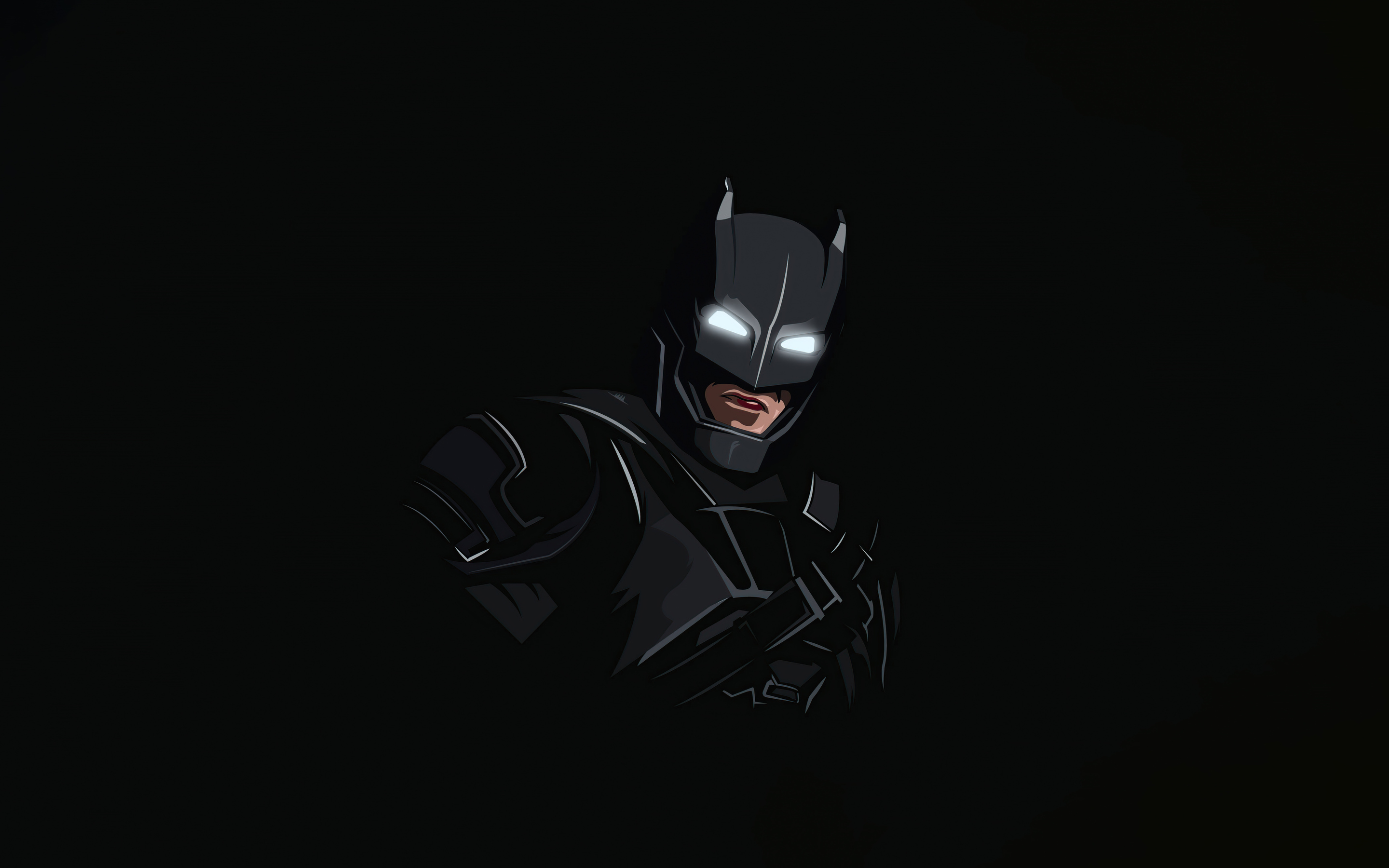 A Batman illustration with a dark background, showcasing the character's mask and armor. - Batman