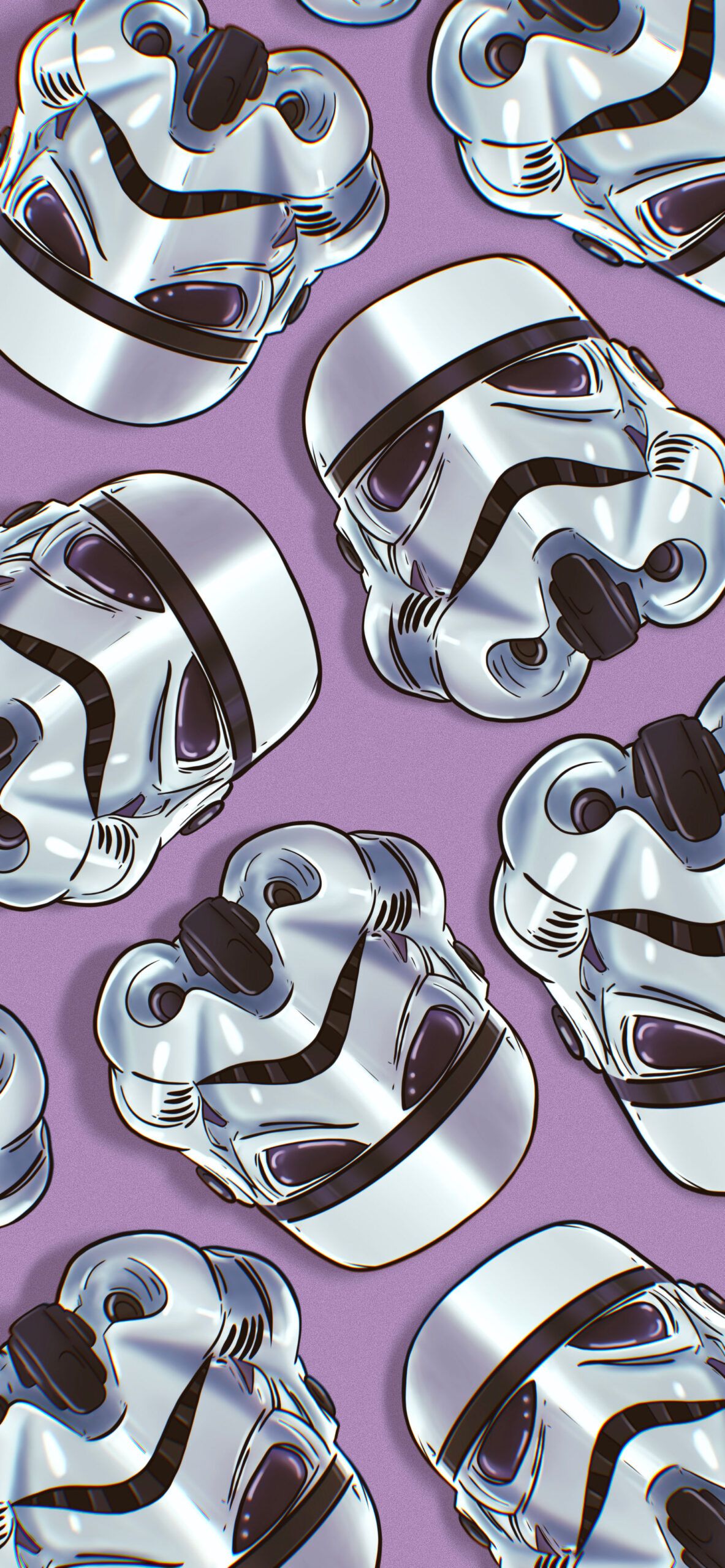 A pattern of stormtrooper helmets on purple - Star Wars