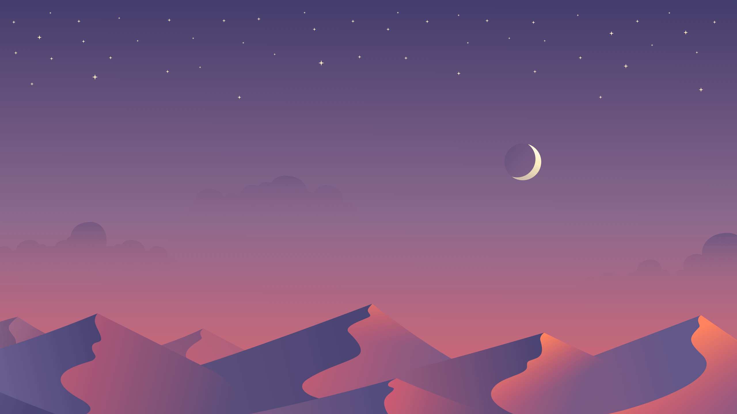 A landscape with mountains and stars in the sky - Desktop, computer, HD, cool, warm