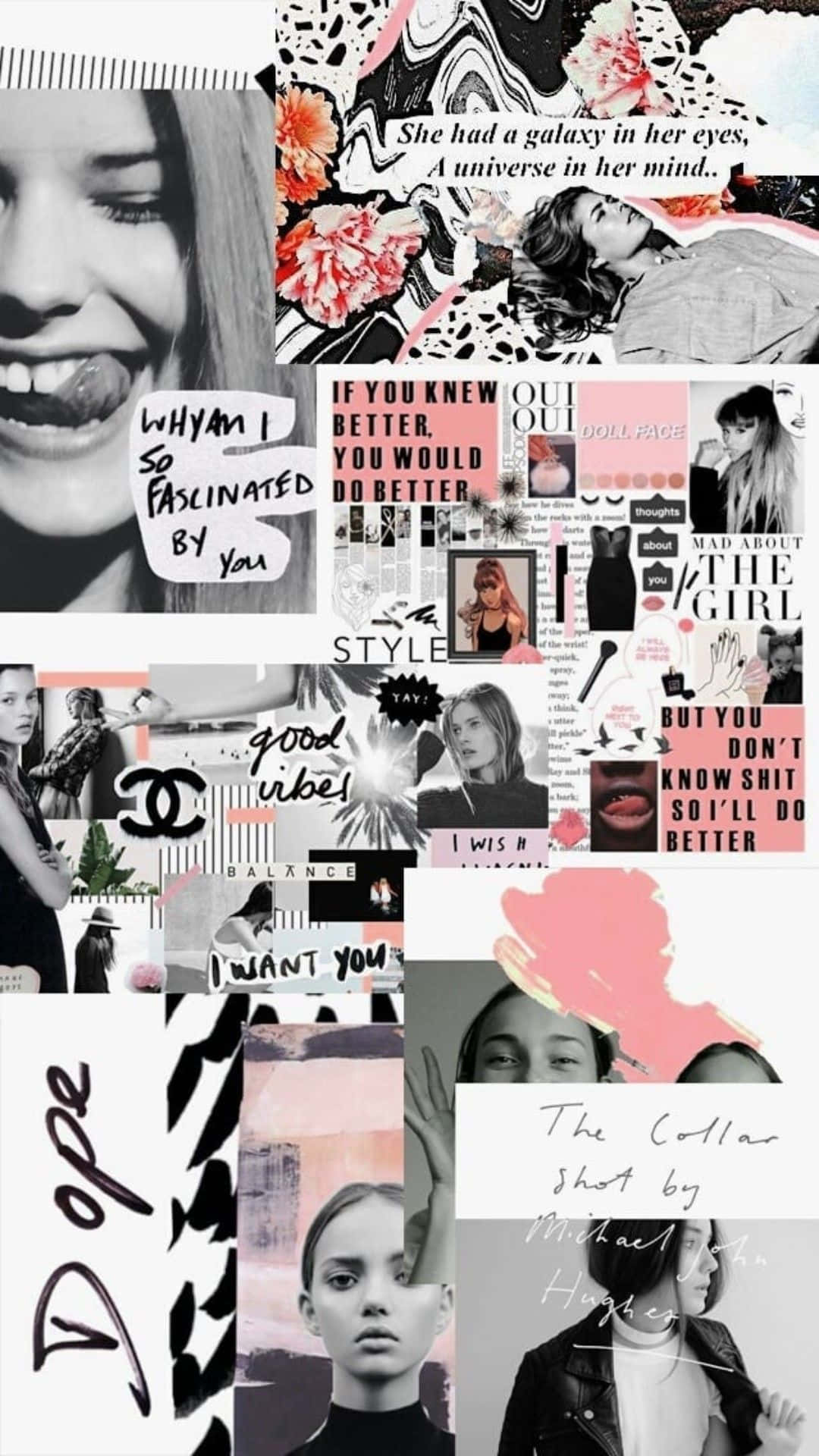 A collage of pictures with different colors and words - Fashion