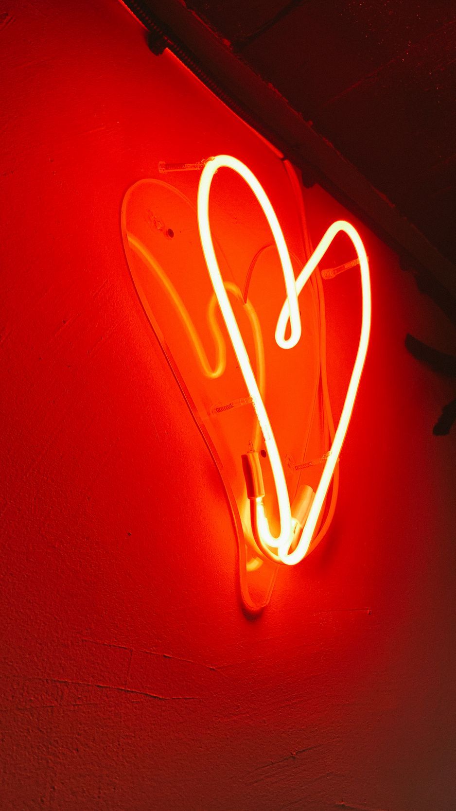 Download Wallpaper 938x1668 Heart, Neon, Love, Light, Red Iphone 8 7 6s 6 For Parallax HD Background