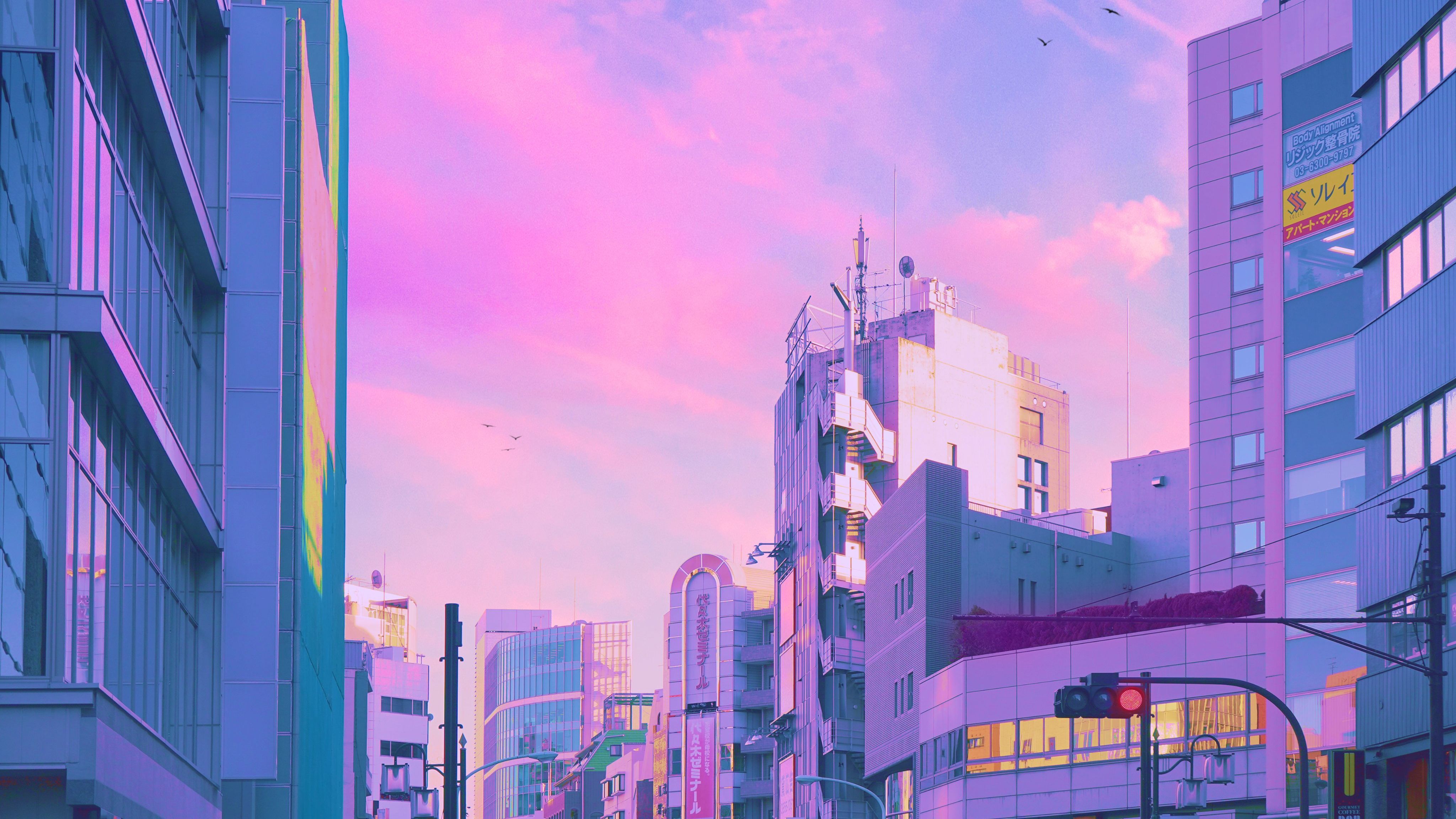 Aesthetic anime city wallpaper 2560x1440 for your phone - Cityscape, Tokyo