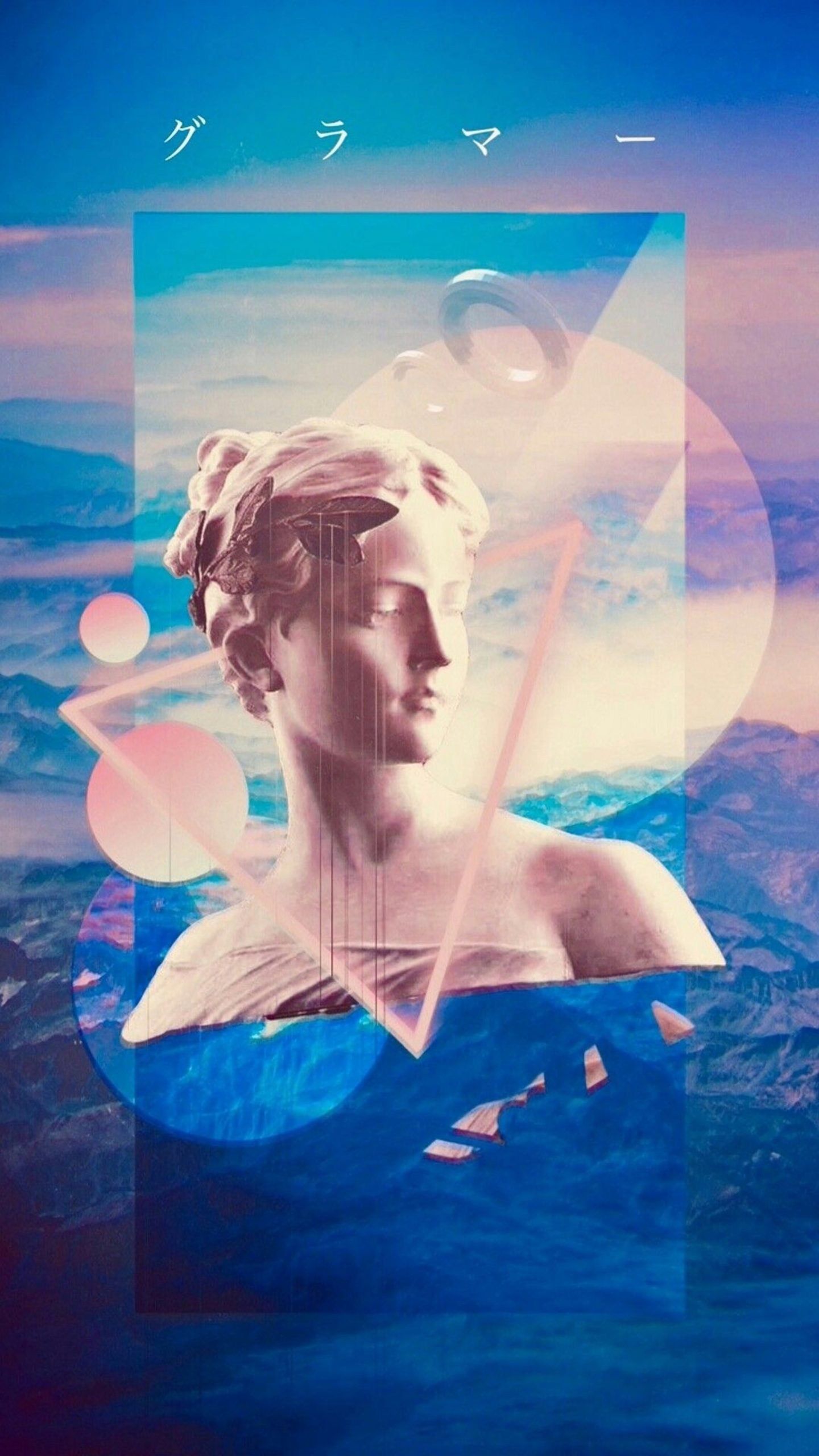 A poster with an image of the statue - Vaporwave