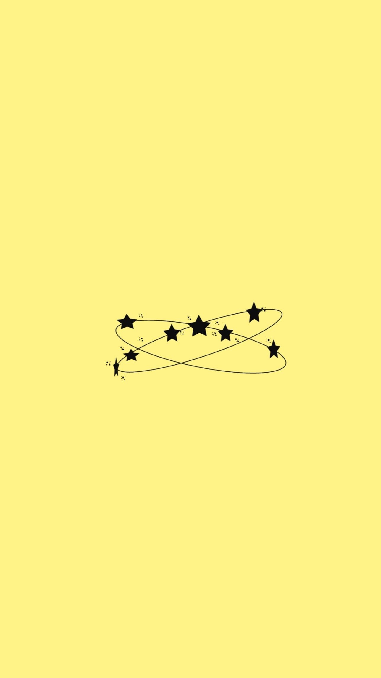 A black and white drawing of stars on yellow background - Yellow, yellow iphone, light yellow