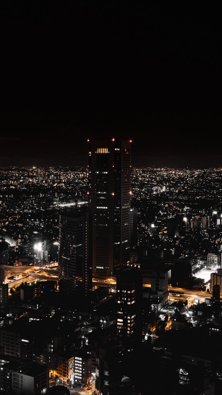 A city at night with many lights - Tokyo