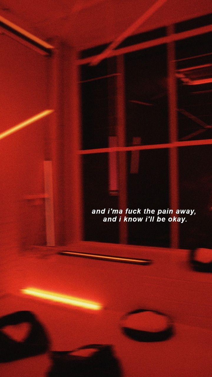 Aesthetic background with a red light and a quote - Dark orange, neon orange, The Weeknd