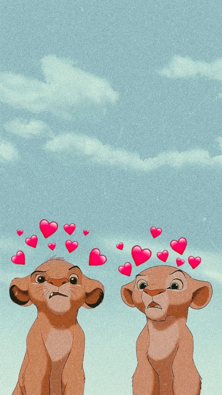 Lion King Wallpaper Hearts. Simba e nala, Disney fofa, Papel de parede fofo disney