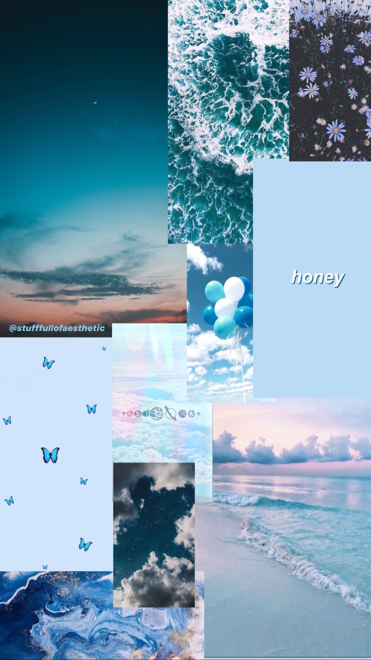 A collage of pictures with the word honey in it - Blue