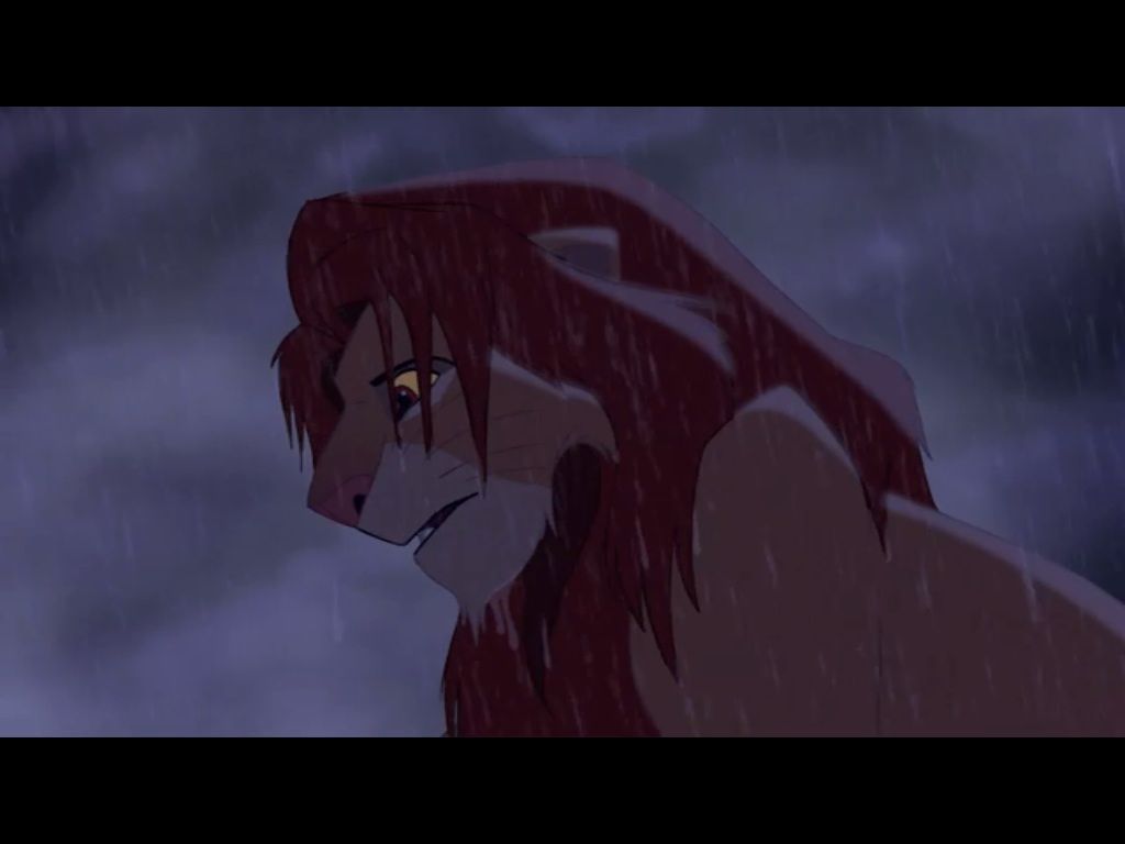 Scar looking at the rain in The Lion King - The Lion King