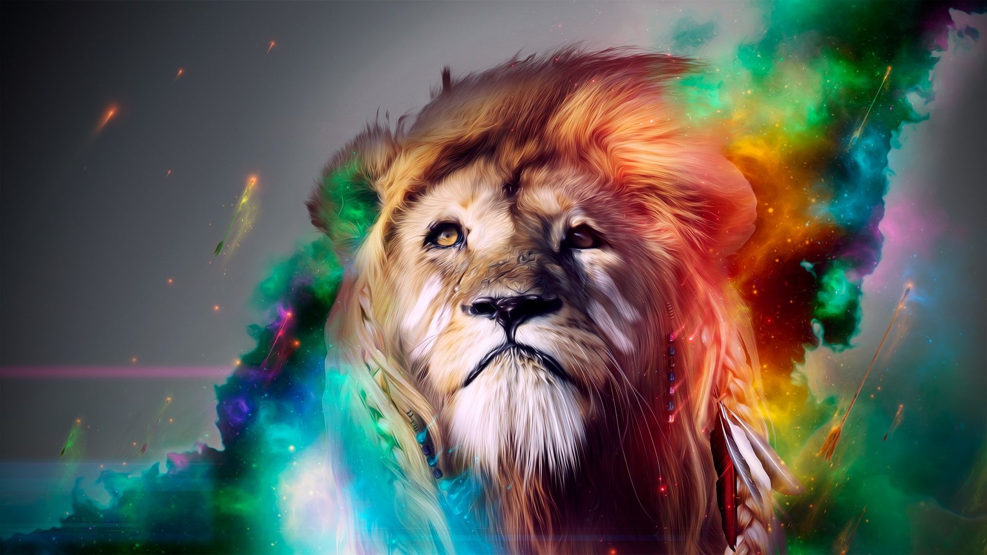 A lion with a colorful mane - Lion
