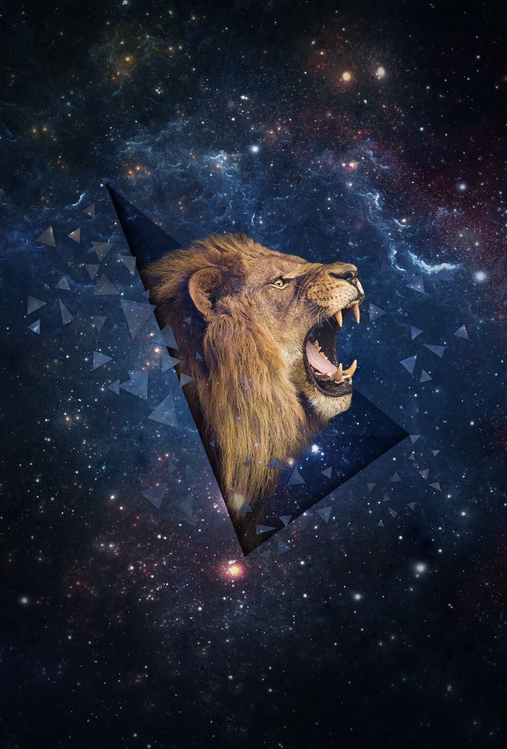 A lion with its mouth open in space - Lion