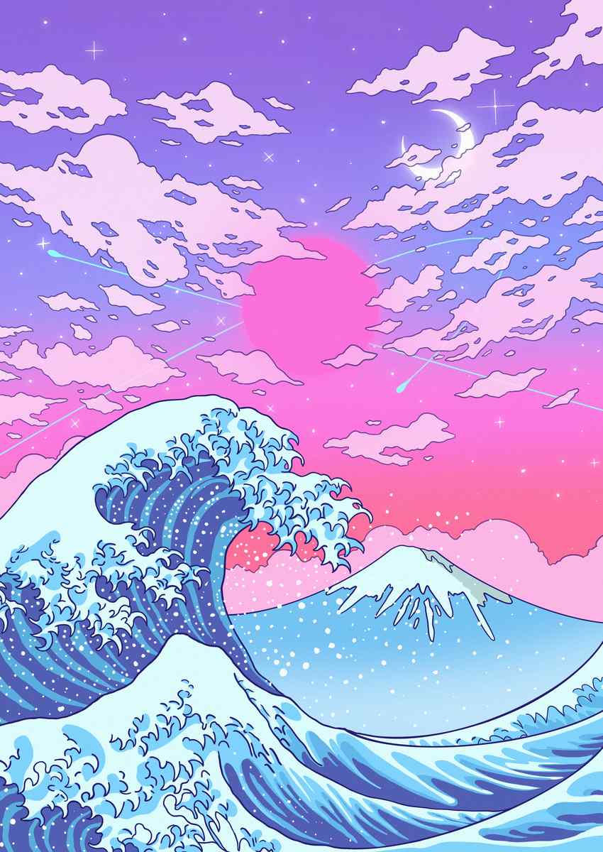 Aesthetic wave background for phone. - Lo fi