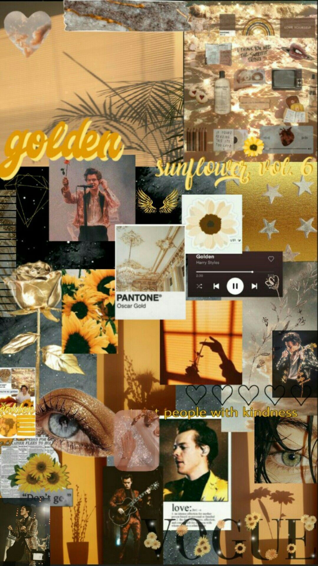A collage of pictures with the word gold in them - Harry Styles