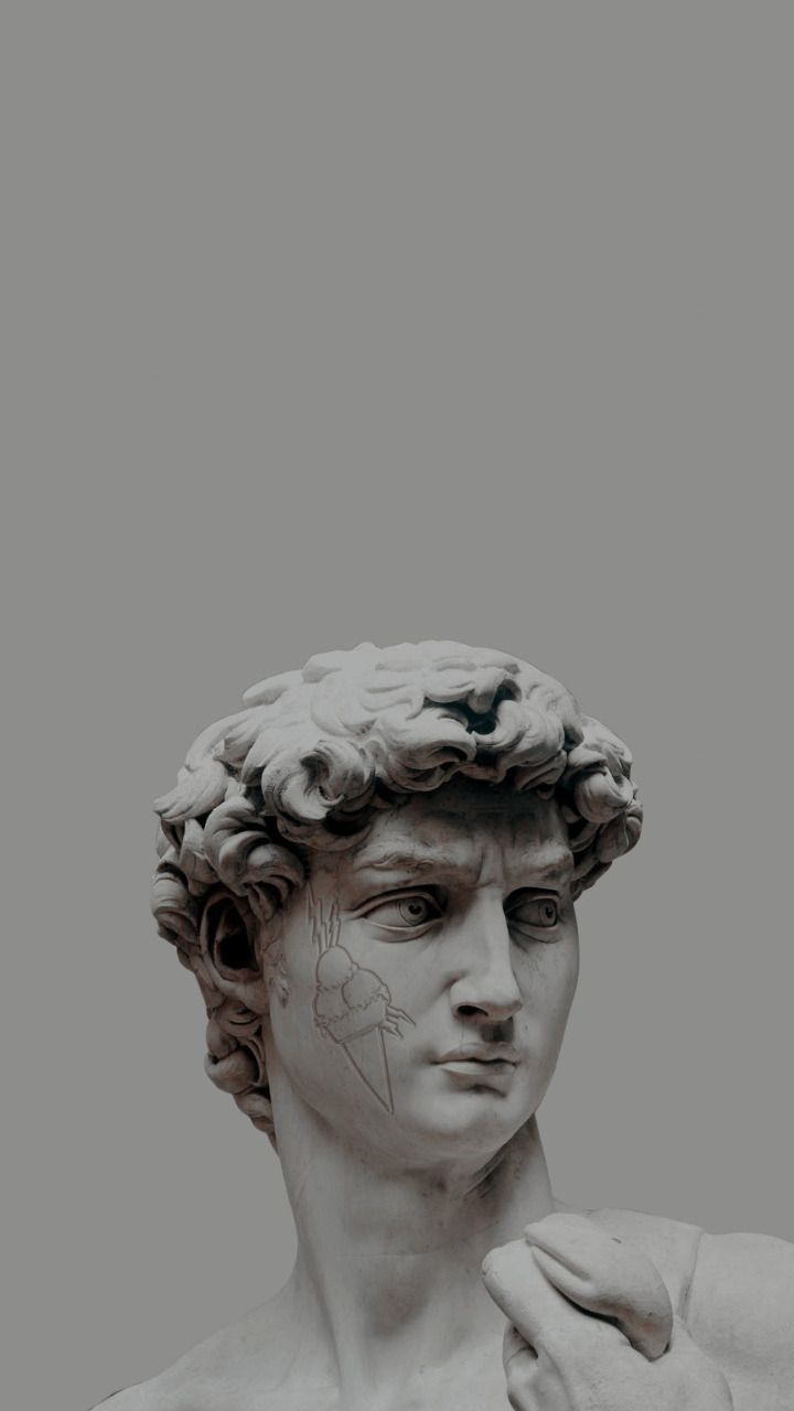 Aesthetic statue of a man with a grey background - Greek statue, statue